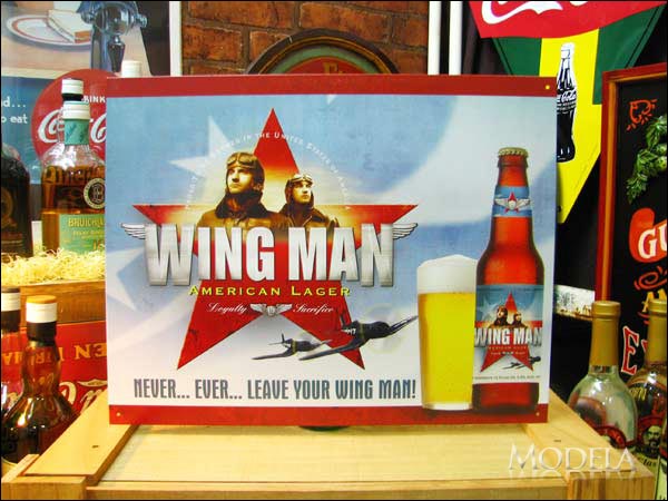 アメリカンブリキ看板 Wing man beer/ビール