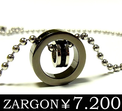 【ZARGON】ザルゴンブラックダイヤモンドCZステンレスネックレス/ステンレスペンダント/ブラック