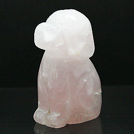 天然石 パワーストーン/ローズクォーツ(紅水晶)　犬・いぬ  アクセサリーパーツ