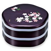 【生活雑貨】シール付7.5梅型オードブル/あけぼの桜/紫/お重