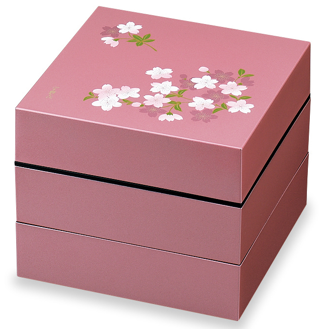 【生活雑貨】18cmオードブル重三段/あけぼの桜/ピンク/お重