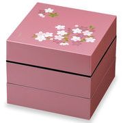 【生活雑貨】18cmオードブル重三段/あけぼの桜/ピンク/お重