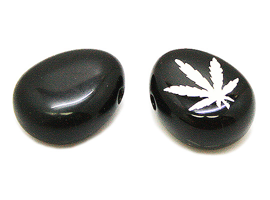 天然石 アクセサリーパーツ/ ブラックオブシディアン（Black obsidian） 卵型パーツ