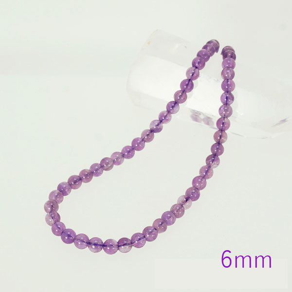 2月誕生石 ラベンダーアメジスト(天然) 一連 (φ6mm-8mm) 連売り 素材 パーツ 丸玉