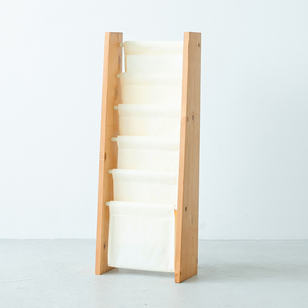 マガジンラックS スリム　5段　本棚　収納　絵本　木製　北欧風　帆布 楽天市場】マガジンラックS スリム/5段/本棚 おしゃれ/収納/絵本