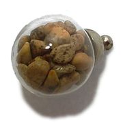 天然石チップ（さざれ/小石）瓶チャーム 丸型瓶パーツ/ラッキーチップ (S:12mm) ピクチャージャスパー