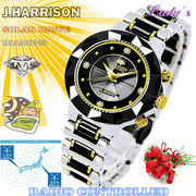 J.HARRISON 4石天然ダイヤモンド付ソーラー電波婦人用時計 JH-024LBB