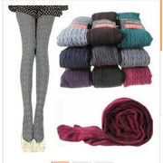 一部即納★モカモカ厚さのある秋冬用タイツ トレンカ　レギンス　ケープル編み（全7色展開）