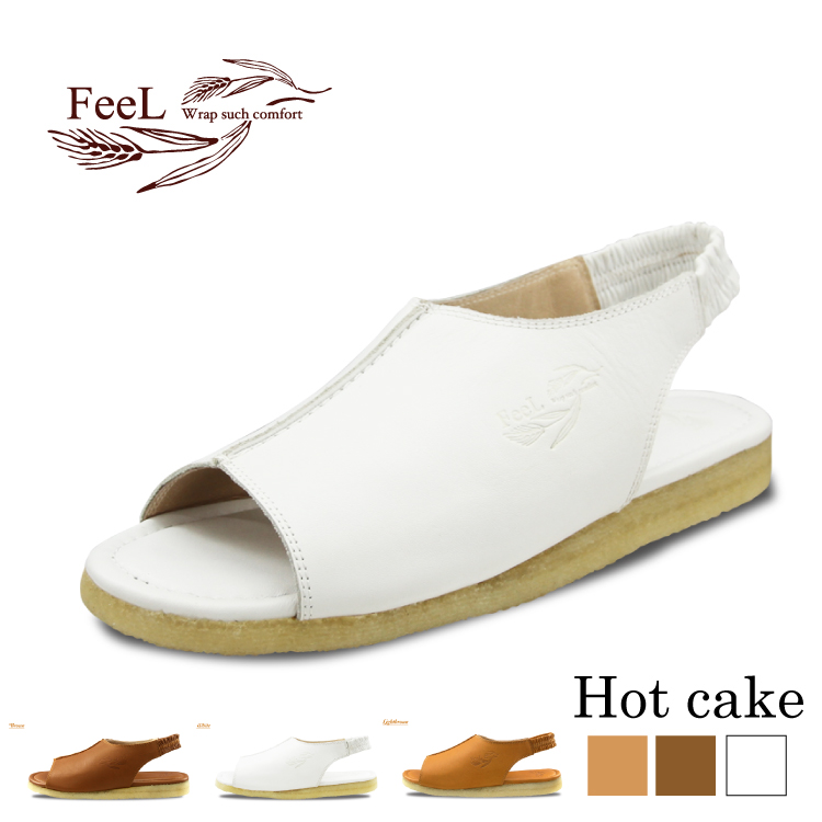 【FeeL】Hot cake(ホットケーキ)本革レディースサンダル　 FE-05