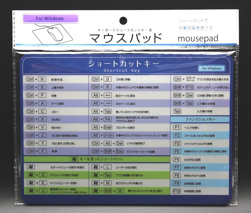 マウスパッド　ショトカットキー表　MPS-1-2　【まとめ買い１２点】