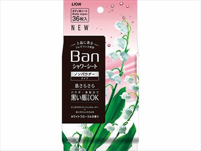 【販売終了】Ban 爽感さっぱりシャワーシート ノンパウダータイプ ホワイトフローラルの香り 36枚