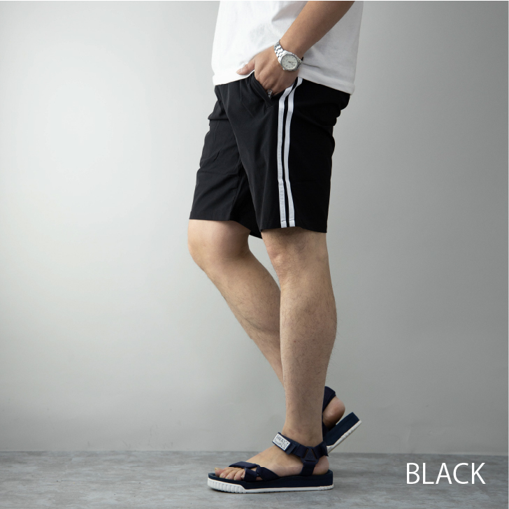新作 ハーフパンツ メンズ サイドライン ストレッチ 膝上 ショートパンツ イージーパンツ ショーツ アパレル 佐藤正 株式会社 問屋 仕入れ 卸 卸売の専門 仕入れならnetsea