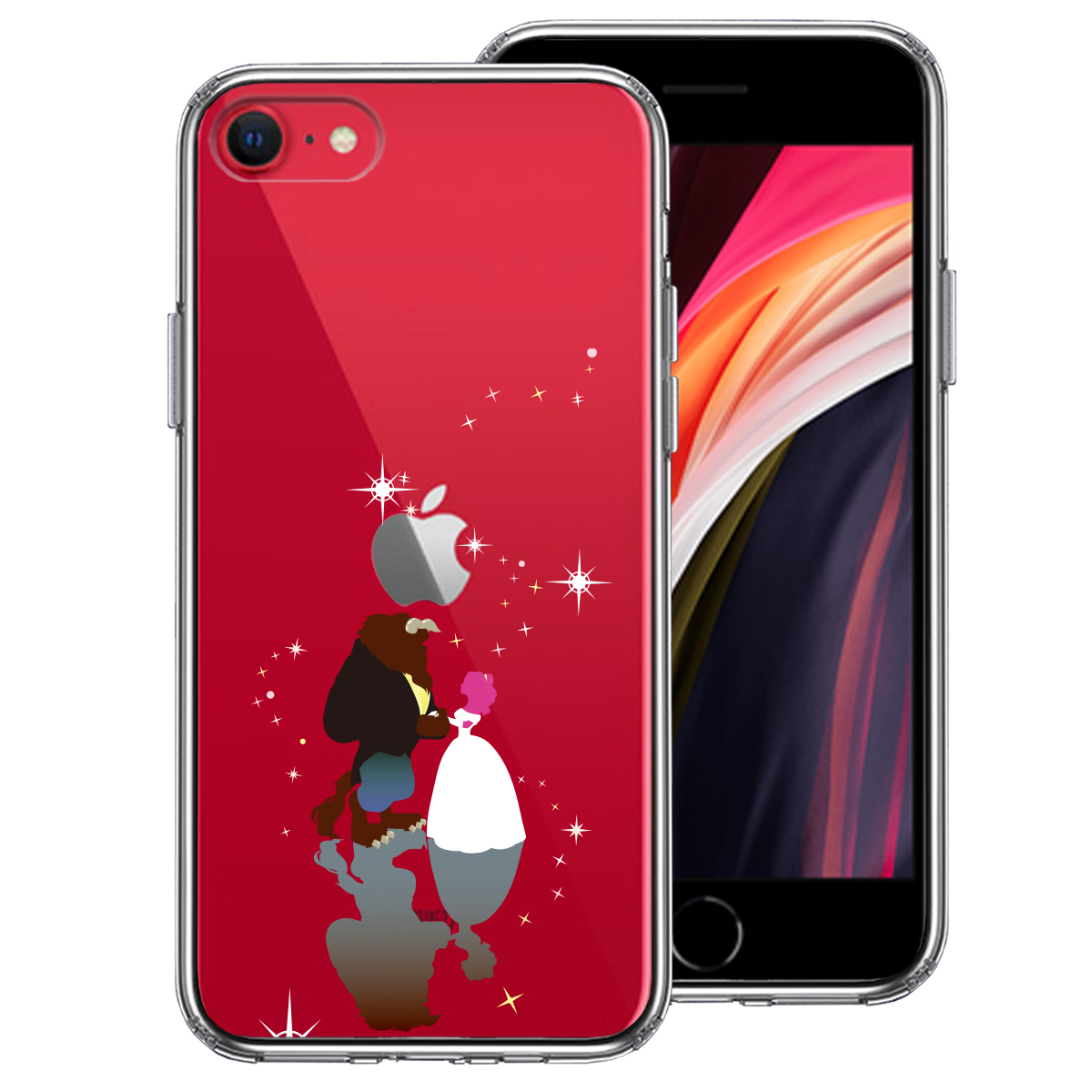iPhoneSE(第3 第2世代) 側面ソフト 背面ハード ハイブリッド クリア ケース ジャケット 美女と野獣