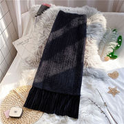 女性らしくて冬に人気アイテム洗練された 縫付 Aライン編み物 ヒップスカートハイウエスト傘スカート