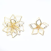 韓国風デザイン 【9.ワイヤーフラワー パール無し】ゴールド 花 アクセサリー ハンドメイド チャーム