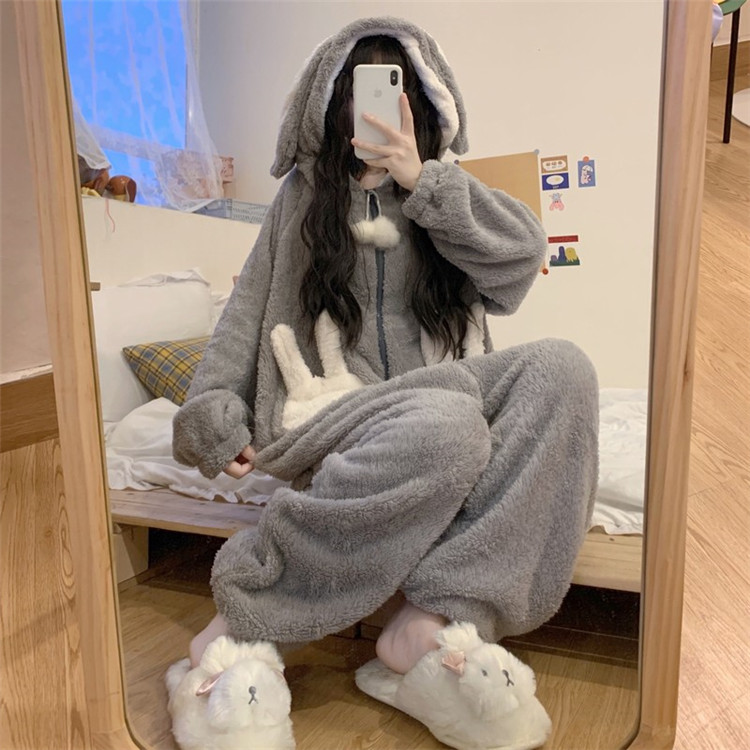 韓国ファッション 秋 冬 ルームウェア 長袖 フード付き ウサギの耳 女の子ファッション トレンド Www Watsons Biz Id