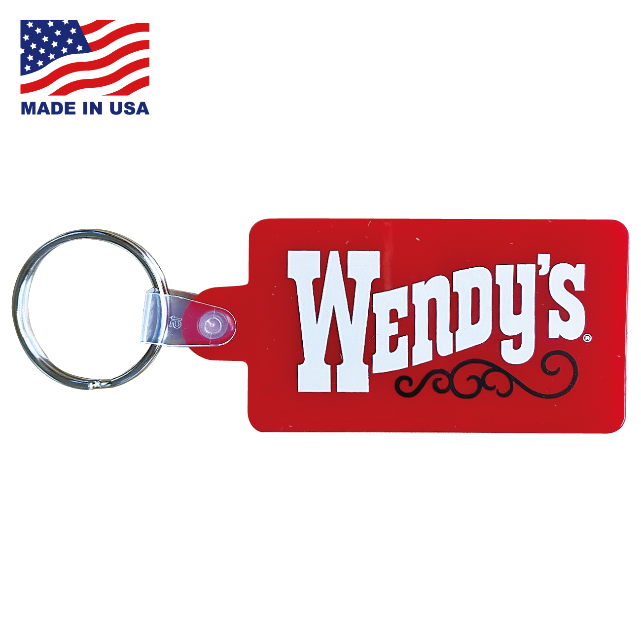 RUBBER KEYCHAIN Wendy's OLD LOGO REDウェンディーズ　キーチェーン