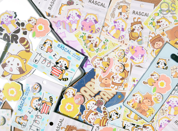 ラスカル ミニステッカー ひょっこり お花 キャラクター