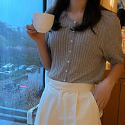 シングルブレスト シャツ 夏 薄型タイプ レジャー 上着 ins トップス レディース 韓国ファッション