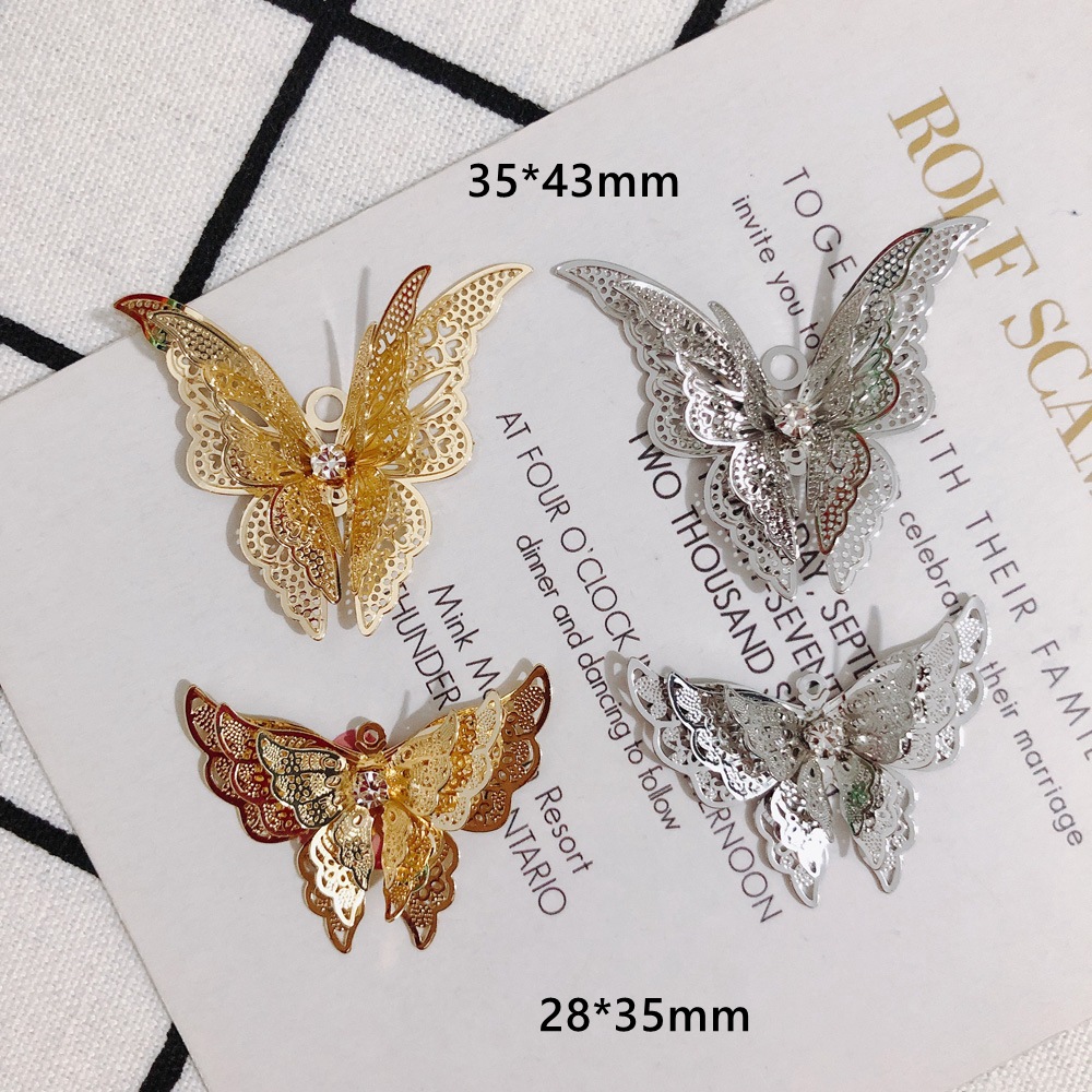 ハンドメイド 大きな蝶のチャーム ちょうちょう 可愛い 羽 メタル