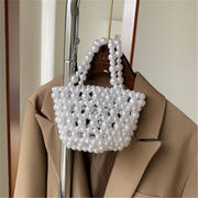 今年売れてます 2021 エクスプローシブスタイル 真珠 ハンドバッグ 透かし彫り かごバッグ