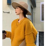 これはあまりにもお洒落です 韓国ファッション 怠惰な風 Ｖネック 暖かい 厚手 ゆったりする セーター