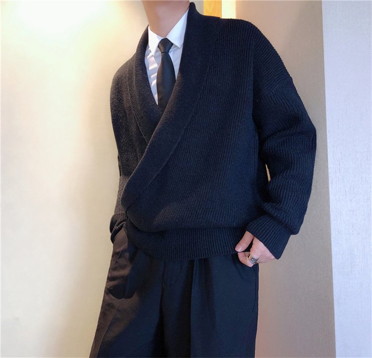 雑誌やSNSで話題 韓国ファッション ニットトップス コート 深いＶネック 個性 セーター カジュアル