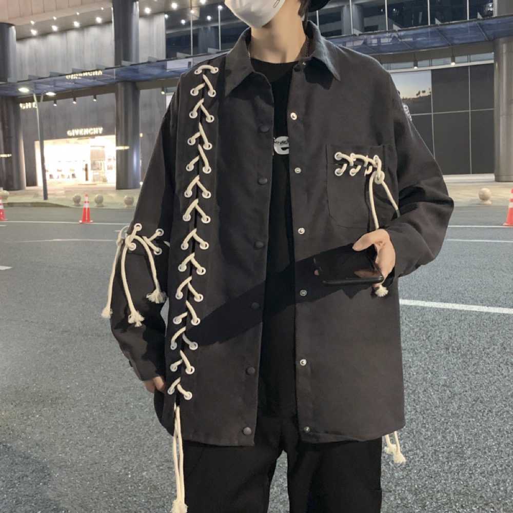 秋冬 トップス アウター ジャケット ブルゾン シャツ ゆったり メンズ 韓国ファッション