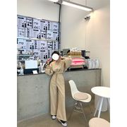 コーデを格上げ 韓国ファッション ワイドパンツ 裏起毛 パーカー Ｖネック セット 短いスタイル