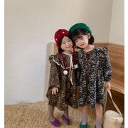 2021新作　韓国子供服　ワンピース   花柄  ベビー服　ふわふわ袖　可愛い　韓国風