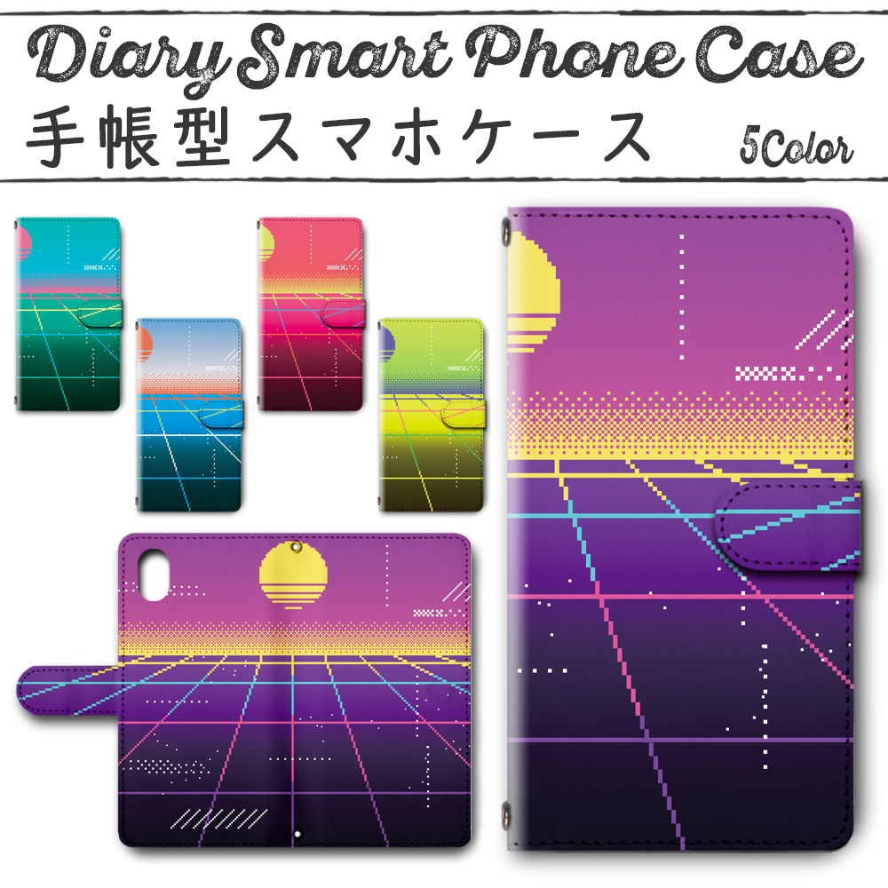 Galaxy Note20 手帳型ケース 584 スマホケース ギャラクシー 80's レトロゲーム調