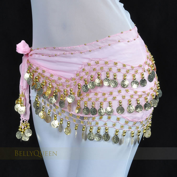 ベリーダンス衣装 インドダンス ヒップスカーフ コスチューム ビーズ コイン 飾りベルト 金色銀色