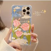 INS春夏新作 iphone11 韓風 文芸風 チューリップ 鏡面 携帯ケース 13Promax