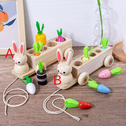 木製おもちゃ　子供　知育　早教おもちゃ　アイデア　2in1　大根抜き　果物　ペアおもちゃ