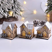2点セット クリスマス 飾り 小物 置物 家庭用 店舗 飾り 木制 LED付き プレゼント 可愛い LEDライト