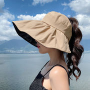 サンキャップ  日除け帽  夏  紫外線防止  漁師の帽子  女  黒ゴム日焼け止めキャップ  ファッション
