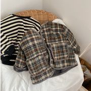 2022【秋冬新作】韓国風子供服 ベビー服　格子 コート お出かけ 裹起毛アウター