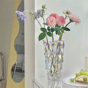 リビングルーム 装飾 透明な ガラス 花瓶 デスクトップ フラワーアレンジメント