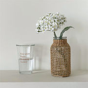 フラワーアレンジメント 自宅 ガラス 花瓶 籐 リビングルーム 装飾 牧歌的なスタイル