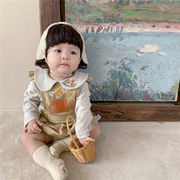 子供服 ベビー服 長袖 トップス+オールインワン 2点セット セットアップ 刺繍 韓国風 女の子