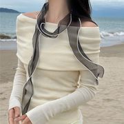 ヘアバンド　スカーフ　INS　レディースファッション　デザイン　チュール　パール