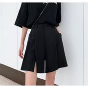 柔らかい履き心地 韓国ファッション ハイウエスト ワイドパンツ 五分丈パンツ ゆったりする Aライン