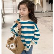 人気新作 韓国風子供服  子供服 可愛い 縞のシャツ  Tシャツ  女の子    キッズ服     ファッション2色