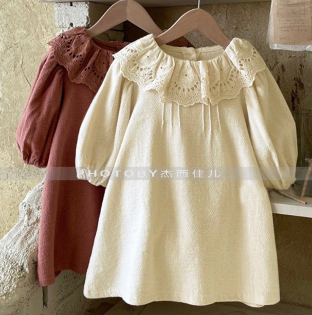 2022新作 子供服    韓国風子供服   ワンピース    可愛い スカート 設計感 トップス  長袖 キッズ服2色
