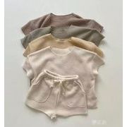 人気！tシャツ 子供服  半袖  韓国風子供服  トップス  トップス+ズボン  ファッション4色