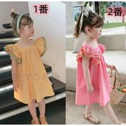 2022新作 子供服  女の子  可愛い   キッズ ワンピース  半袖 ワンピース    デザイン感   韓国子供服 2色