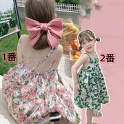 2022新作 可愛い  女の子  子供服  花柄  袖なし   ワンピース   キッズ ワンピース  韓国風子供服   2色