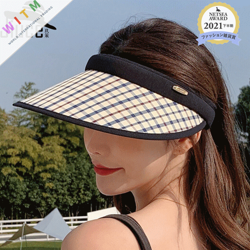 新作 チェック柄 サンバイザー 帽子 レディース uvカット つば広 日焼け止め 紫外線対策 ファッション
