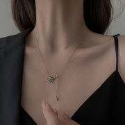合金ネックレス バラの花のネックレス ファッションラインストーン鎖骨チェーン レディースアクセサリー