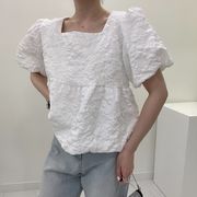 【2022夏服】韓国風レディース服　ゆったり 　シンプル　カジュアル　きれいめ　半袖シャツ　全二色